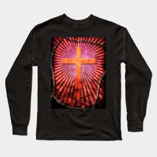 Christian cross in rays of light Long Sleeve T-Shirt